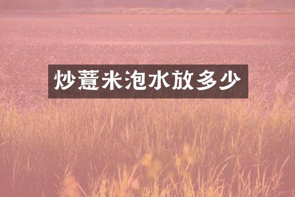 炒薏米泡水放多少