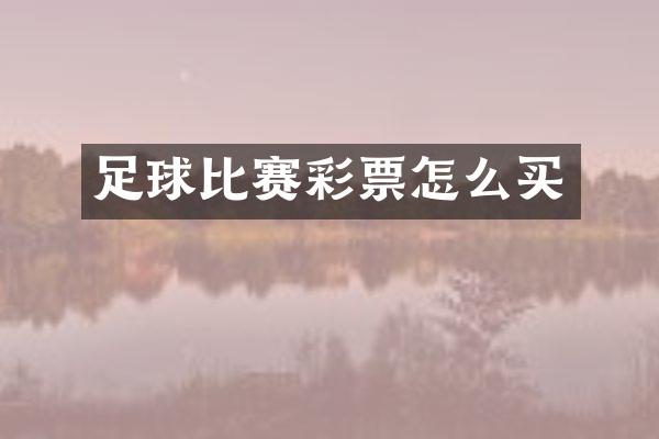 足球比赛彩票怎么买