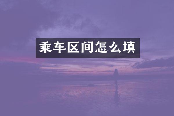 乘车区间怎么填