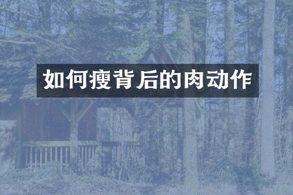 如何瘦背后的肉动作