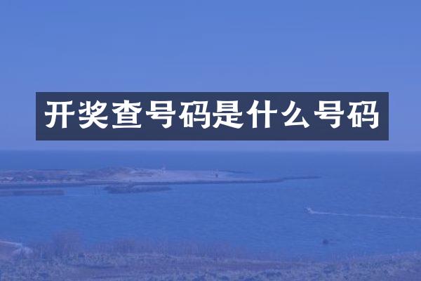 开奖查号码是什么号码