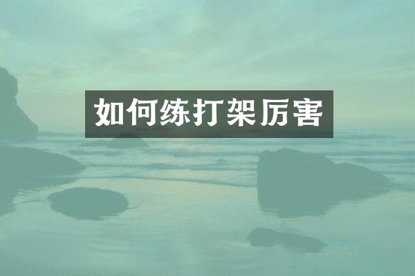 如何练打架厉害