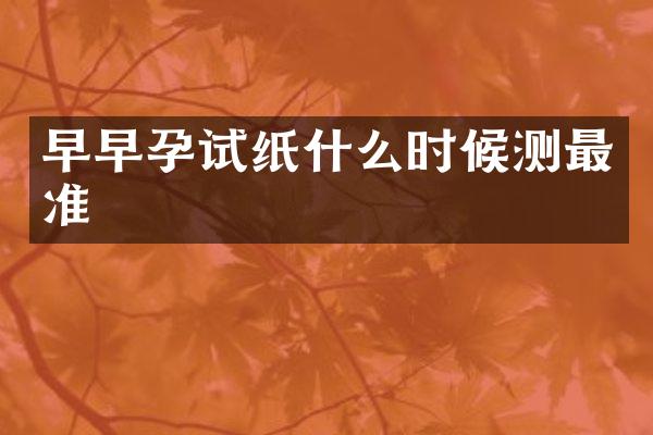 早早孕试纸什么时候测最准