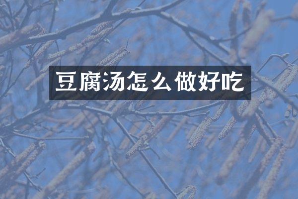 豆腐汤怎么做好吃