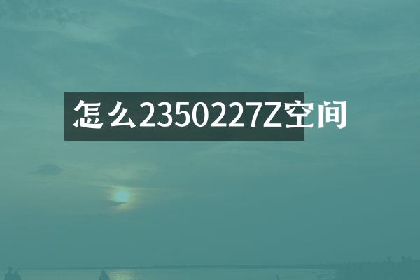 怎么2350227Z空间