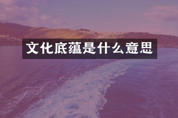 文化底蕴是什么意思