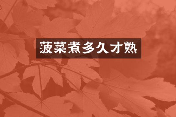 菠菜煮多久才熟