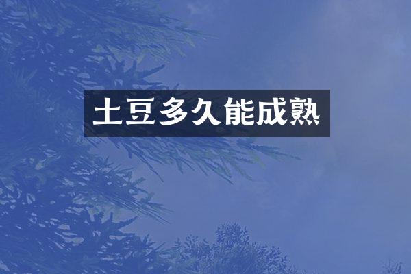 土豆多久能成熟