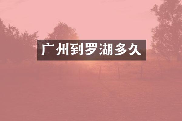 广州到罗湖多久