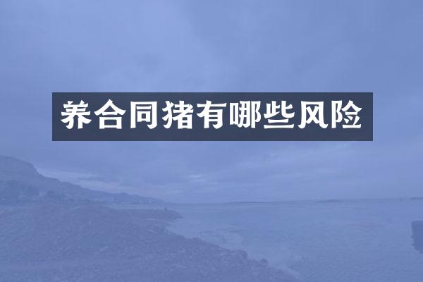 养合同猪有哪些风险