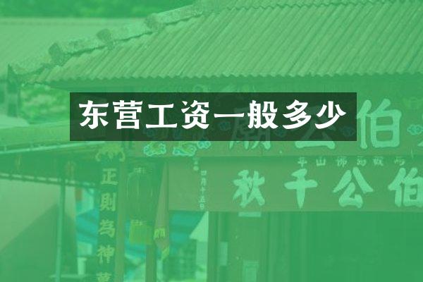 东营工资一般多少