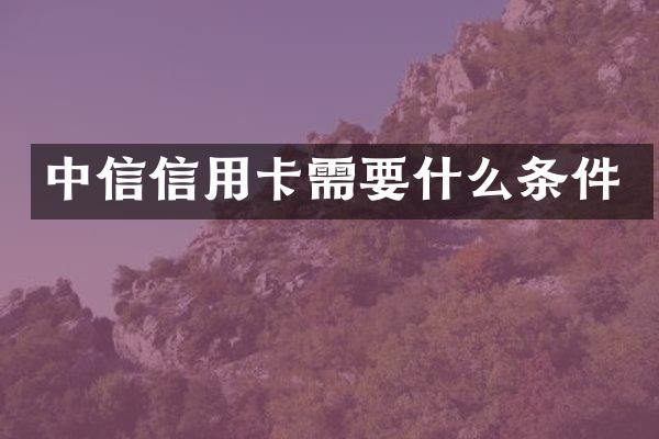 中信信用卡需要什么条件