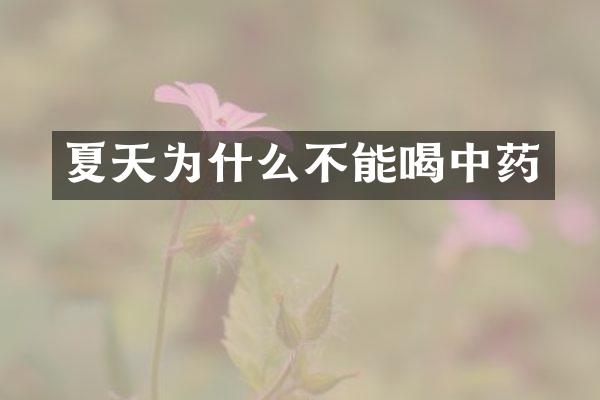 夏天为什么不能喝中药