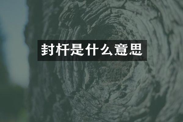 封杆是什么意思