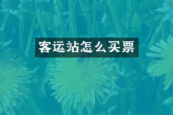 客运站怎么买票