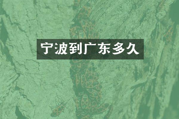 宁波到广东多久