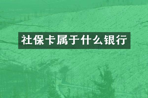 社保卡属于什么银行