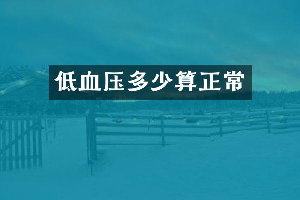 低血压多少算正常
