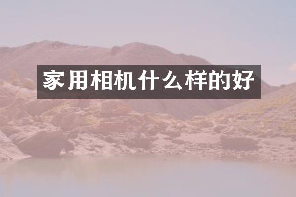 家用相机什么样的好