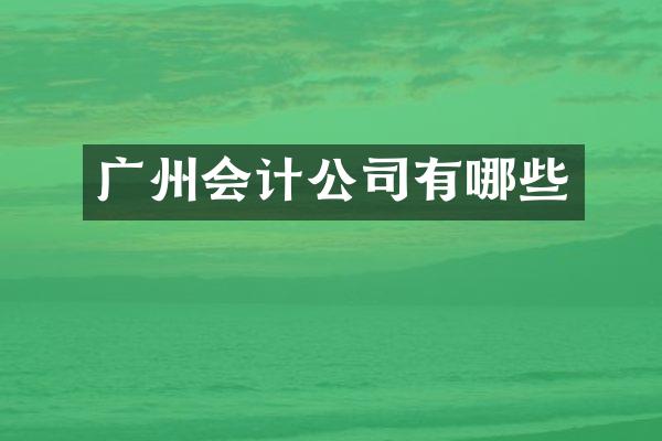 广州会计公司有哪些
