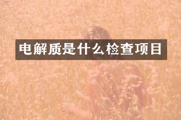 电解质是什么检查项目