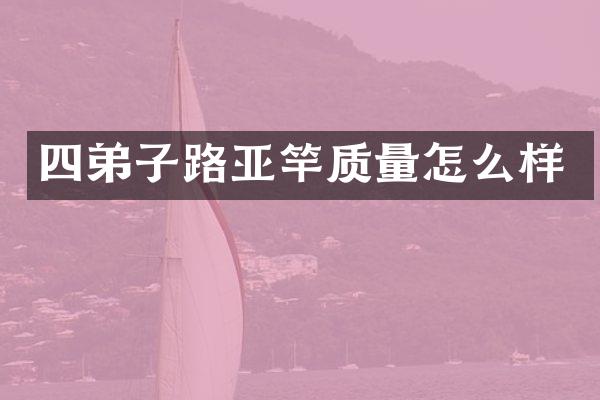 四弟子路亚竿质量怎么样