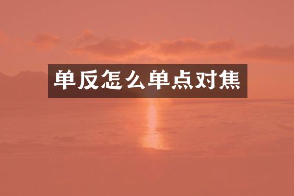 单反怎么单点对焦