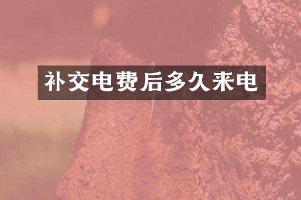 补交电费后多久来电