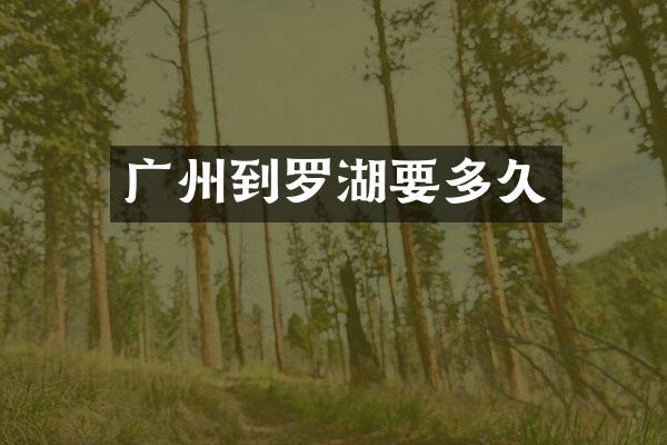 广州到罗湖要多久
