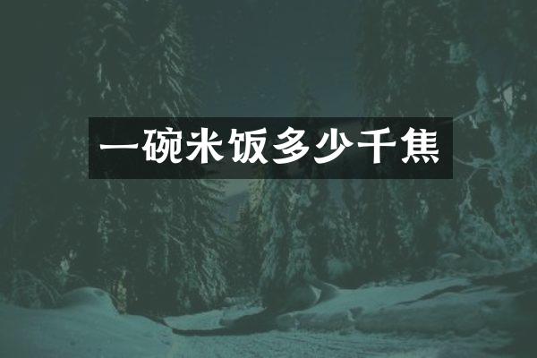 一碗米饭多少千焦