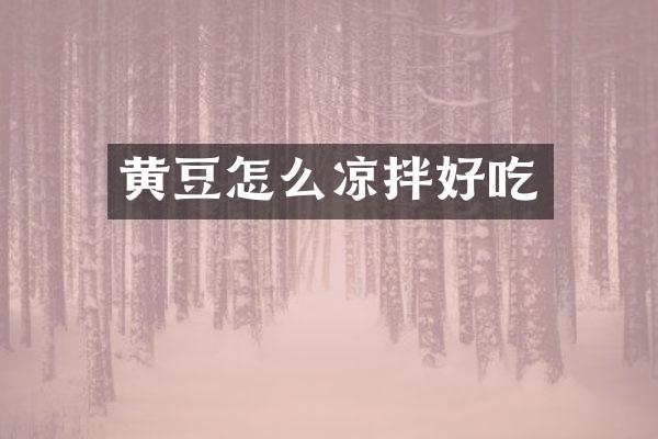 黄豆怎么凉拌好吃