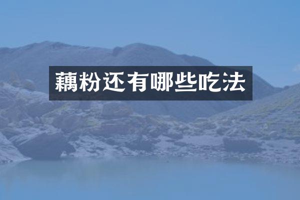 藕粉还有哪些吃法