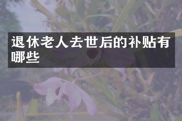 退休老人去世后的补贴有哪些