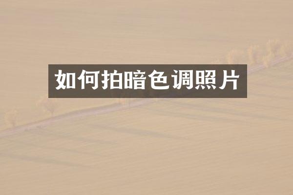 如何拍暗色调照片