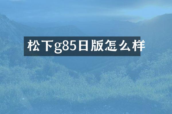 g85日版怎么样