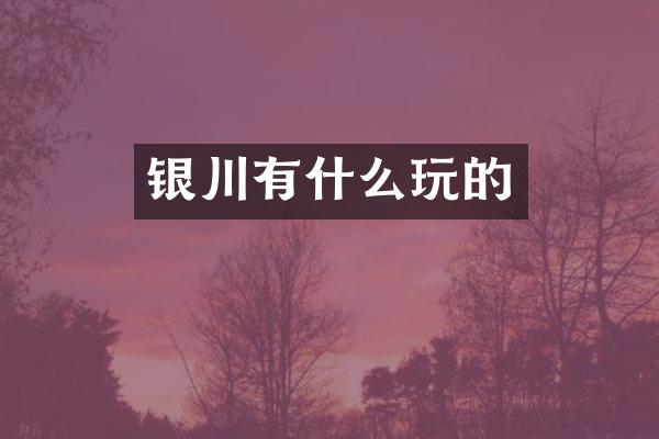 银川有什么玩的