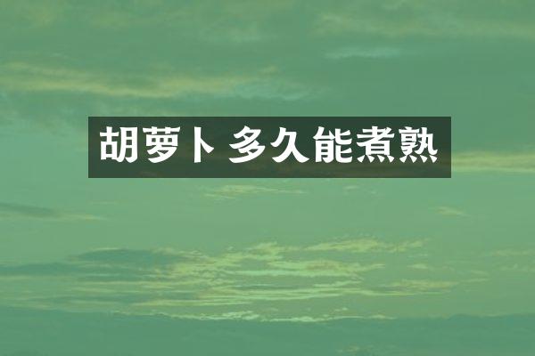 胡萝卜多久能煮熟