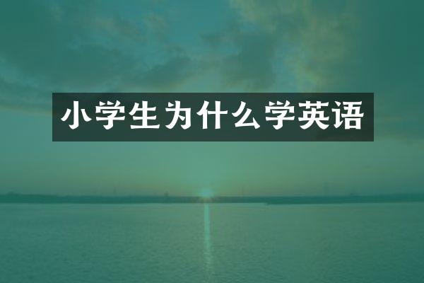 小学生为什么学英语