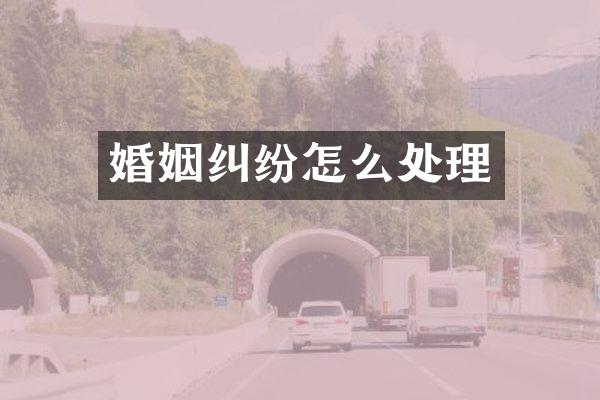 婚姻纠纷怎么处理