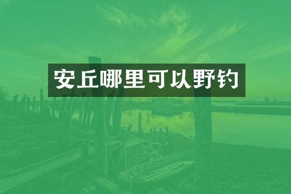 安丘哪里可以野钓