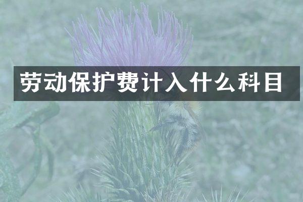 劳动保护费计入什么科目