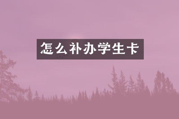 怎么补办学生卡