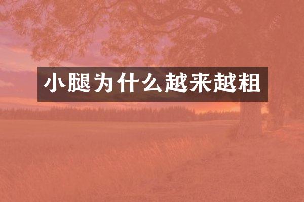 小腿为什么越来越粗