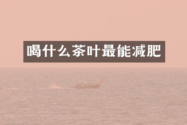 喝什么茶叶最能减肥