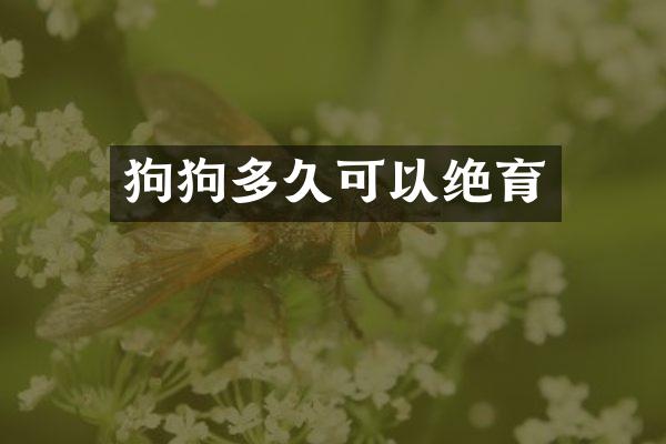 狗狗多久可以绝育