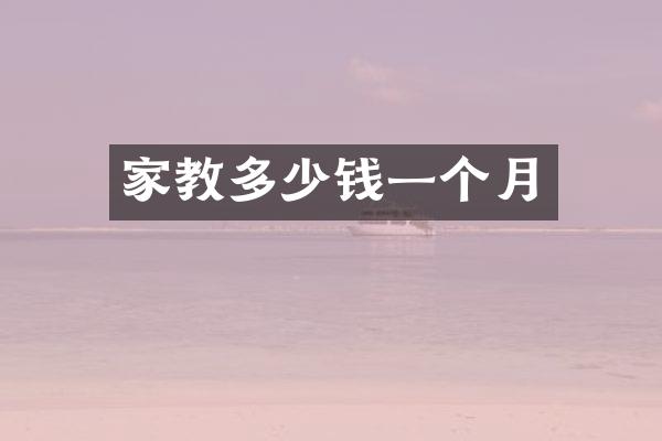 家教多少钱一个月