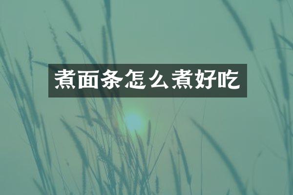 煮面条怎么煮好吃