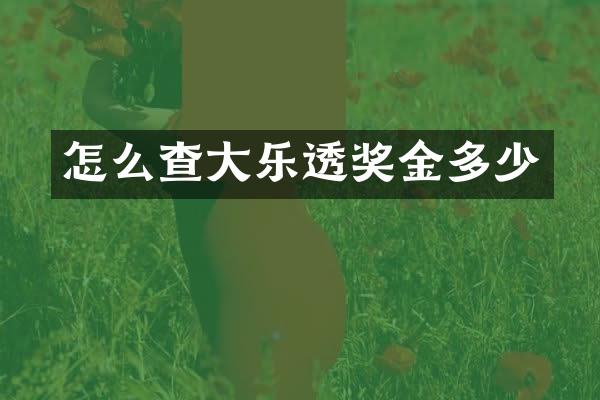 怎么查大乐透奖金多少