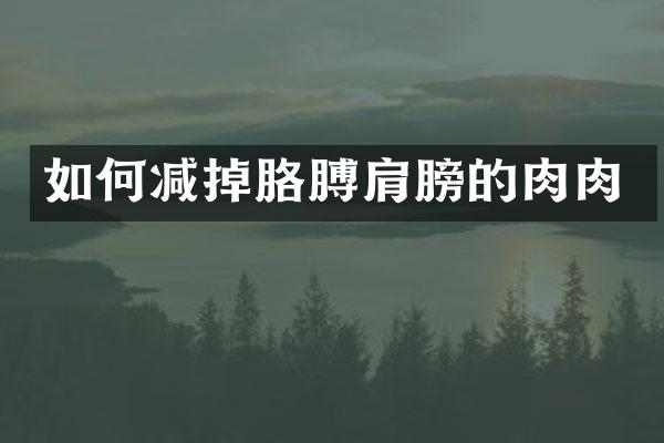 如何减掉胳膊肩膀的肉肉