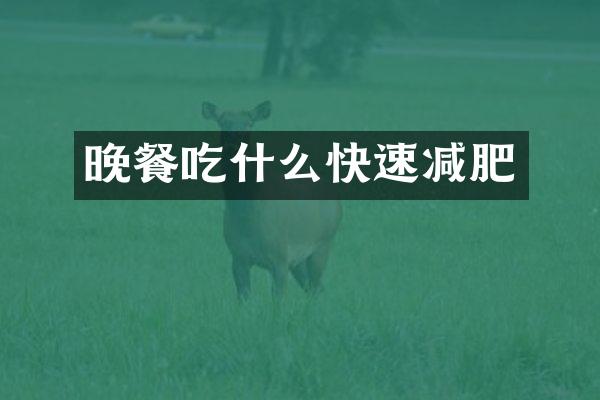 晚餐吃什么快速减肥